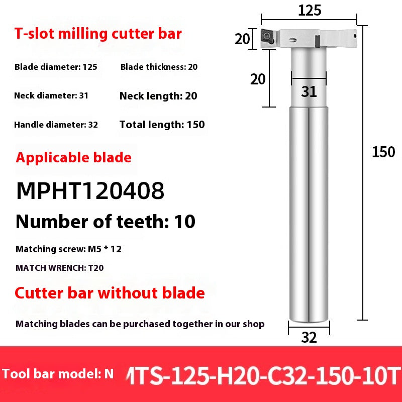 2065-T-slot milling cutter rod CNC slotting HTS three-edged machining center numerical control T-slot milling cutter rod thickness 6 8 10 12 Shandong Denso Pricision Tools Co.,Ltd.